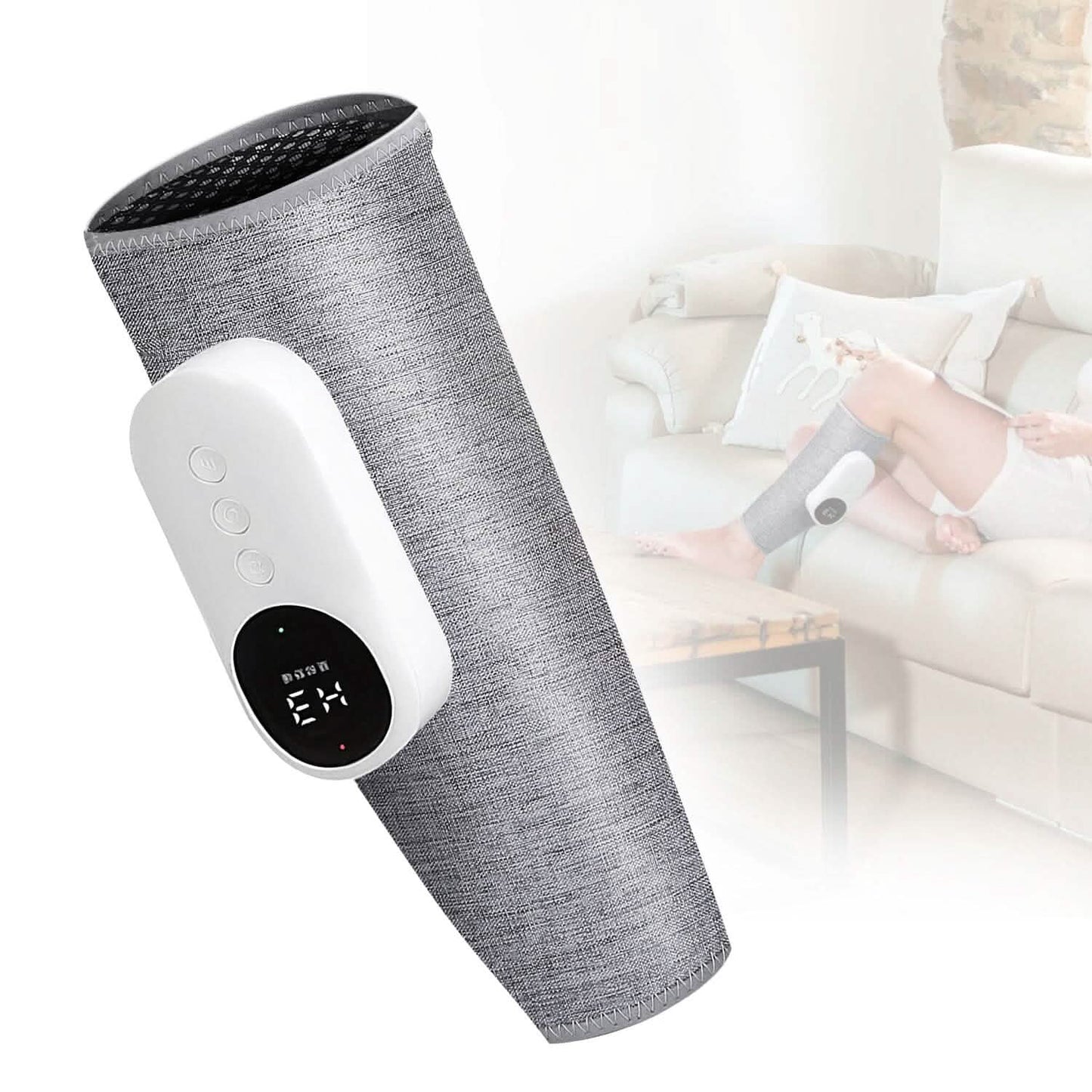 Portable Cordless Rechargeable Air Leg Compression Massage Adjustable Wrap with 3 Modes Intensities Heating Function