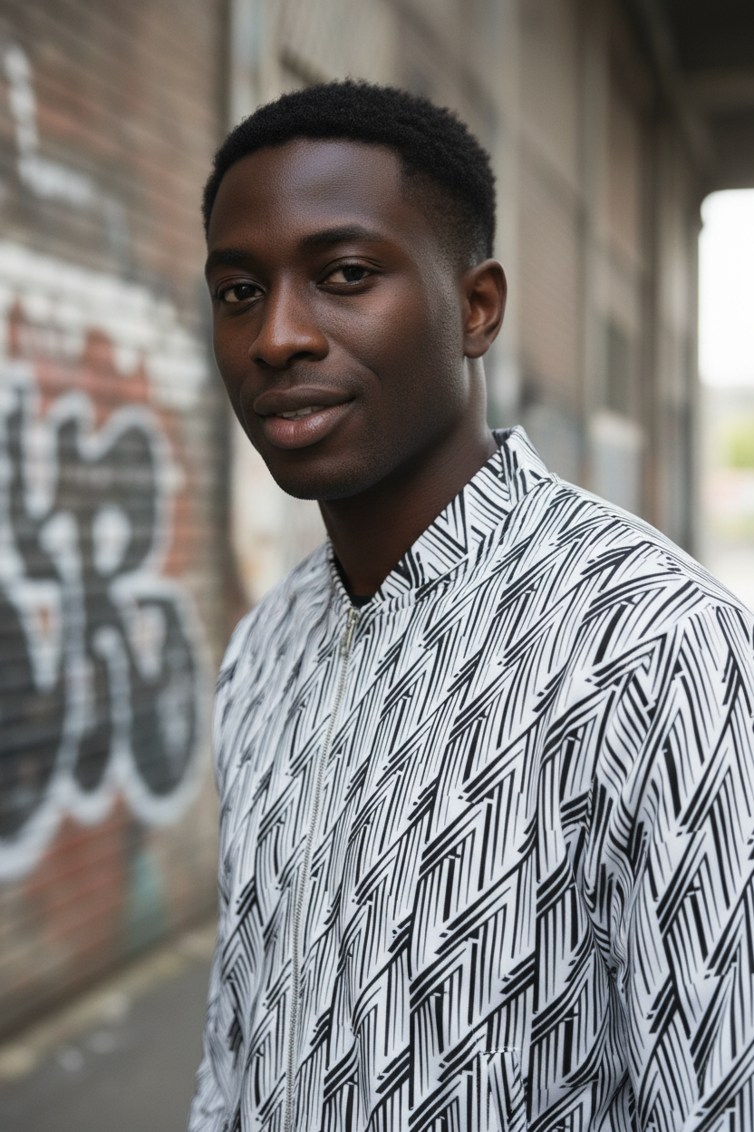 Glitch Stripe Bomber Jacket | Black White Neo-Futurist Unisex