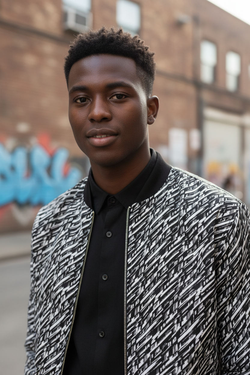 Glitch Stripe Bomber Jacket | Futuristic Black & White Unisex
