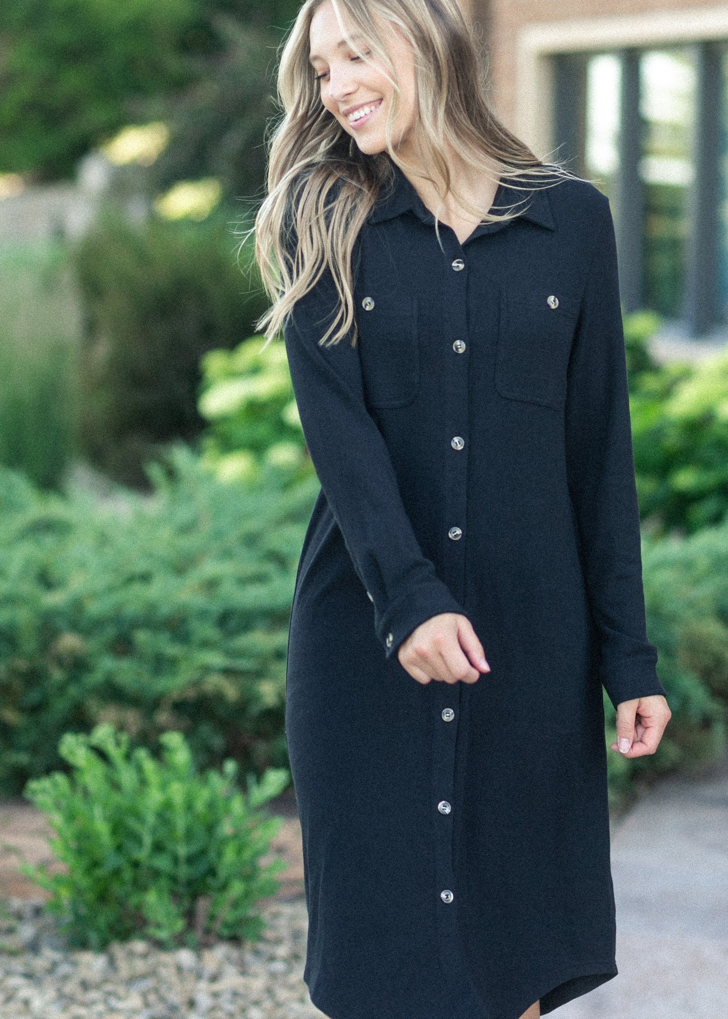 Teagan Black Ultra Soft Shirt Dress