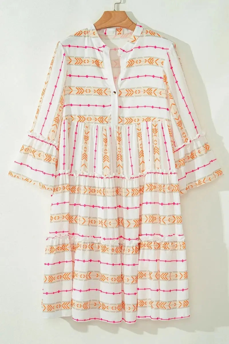 Dresses Trendsi Printed Ruffle Dress Women's Casual Loose Fit Dress - Effortless Style