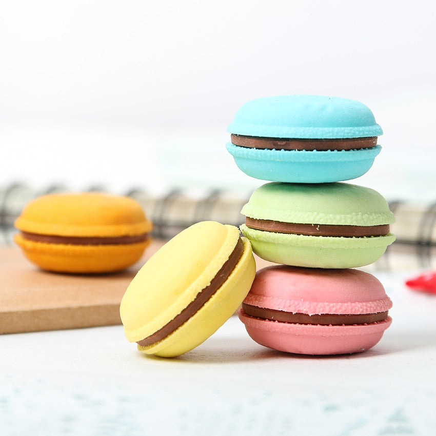 Set de gomas de borrar con forma de macarrón