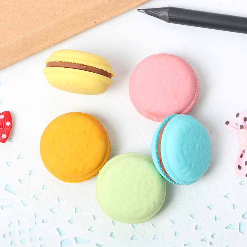 Set de gomas de borrar con forma de macarrón