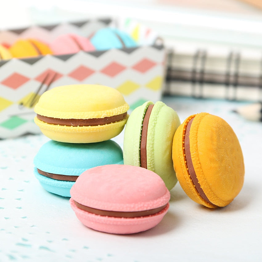 Set de gomas de borrar con forma de macarrón