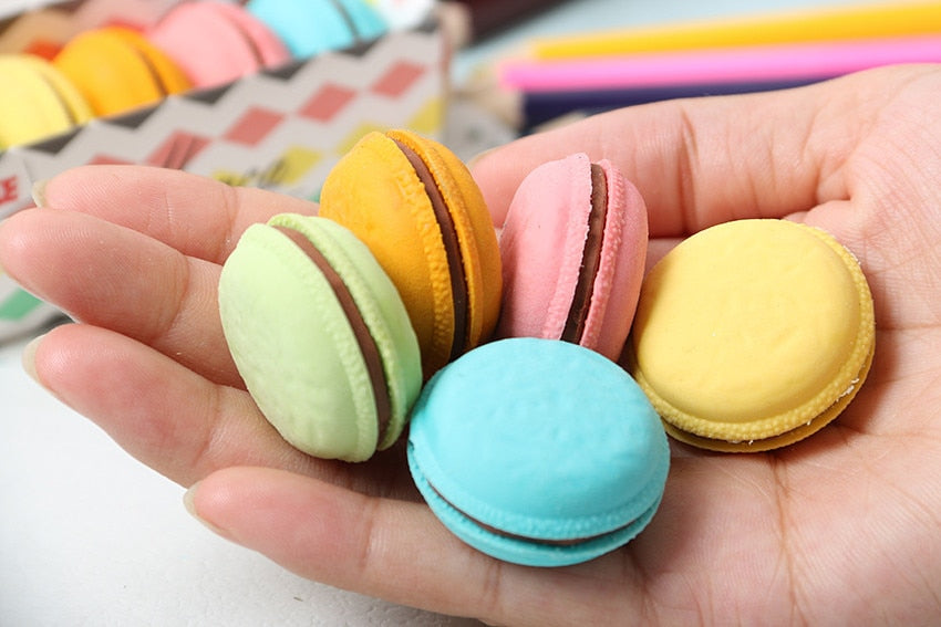 Set de gomas de borrar con forma de macarrón
