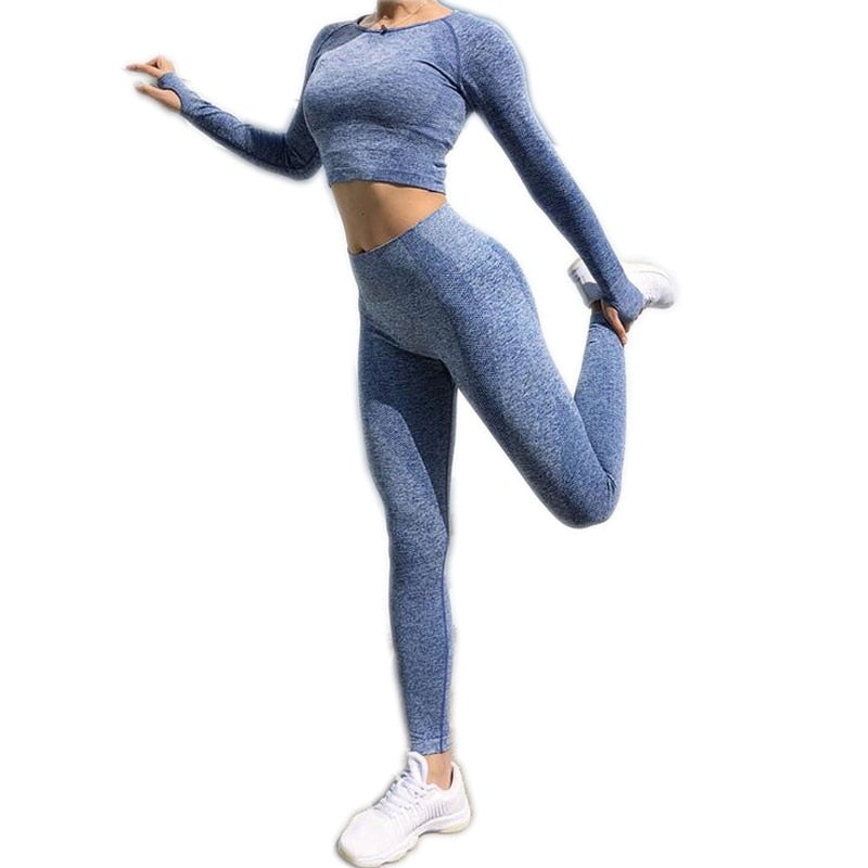 Conjunto deportivo de 2 piezas sin costuras FlexFit para mujer