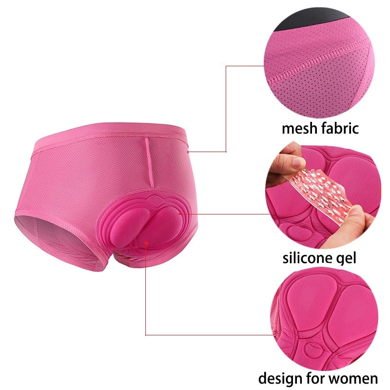 Pantalones cortos de ciclismo para mujer, acolchados de gel 3D para bicicleta de montaña MTB