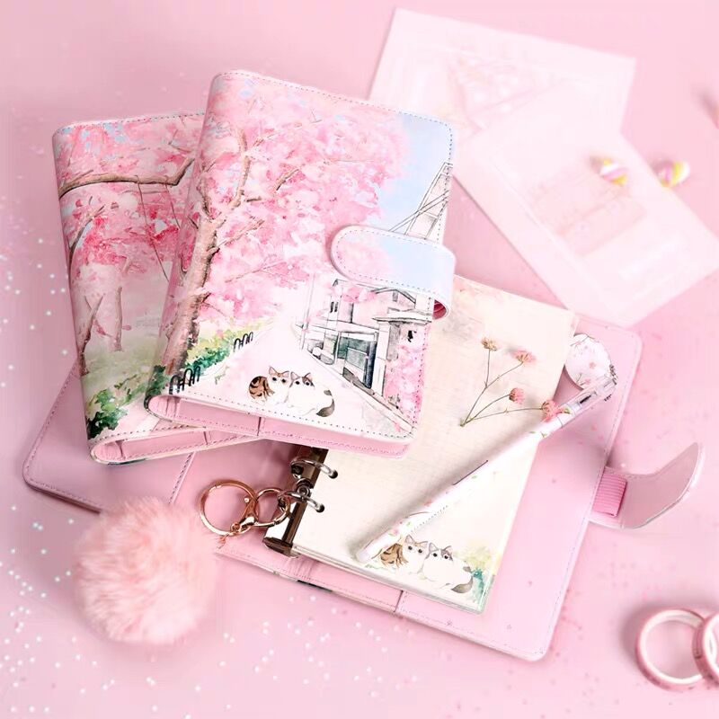 Set de regalo de diario con diseño de flor de cerezo