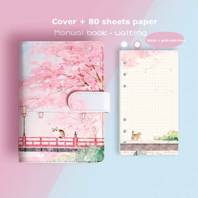 Set de regalo de diario con diseño de flor de cerezo