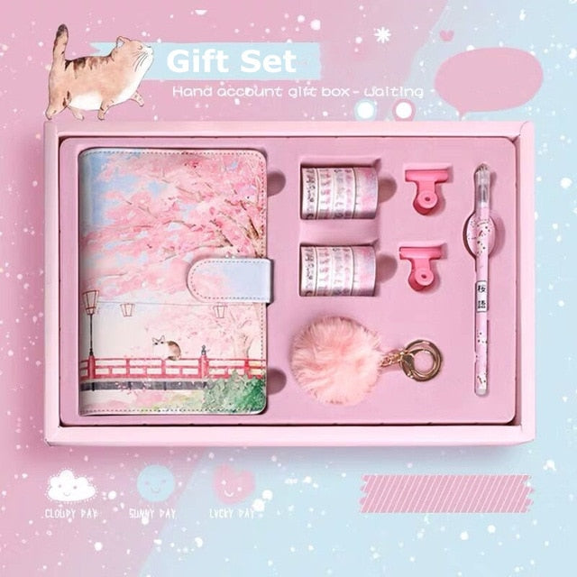 Set de regalo de diario con diseño de flor de cerezo