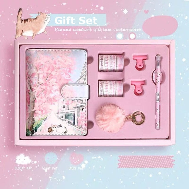 Set de regalo de diario con diseño de flor de cerezo