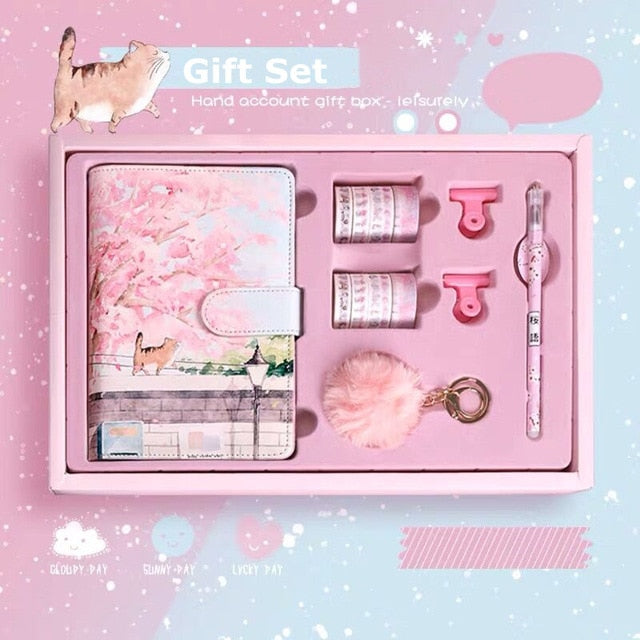 Set de regalo de diario con diseño de flor de cerezo