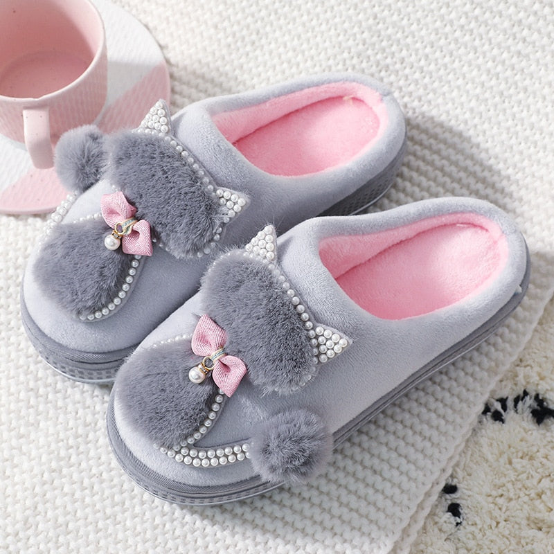 Pantuflas de perlas de gato