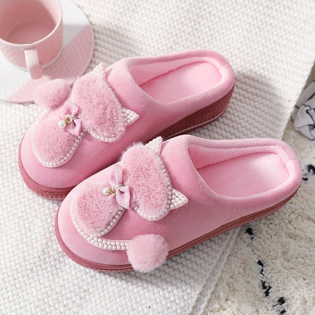Pantuflas de perlas de gato
