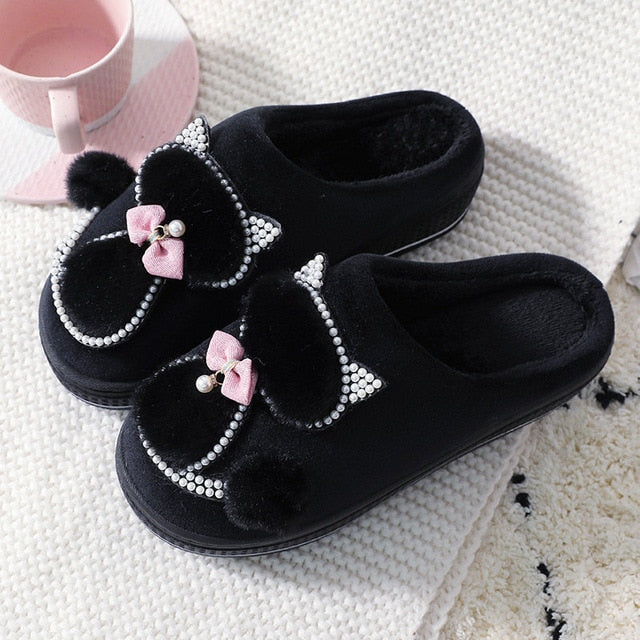 Pantuflas de perlas de gato