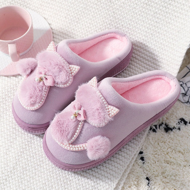 Pantuflas de perlas de gato