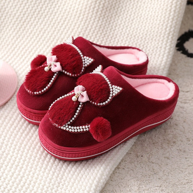 Pantuflas de perlas de gato