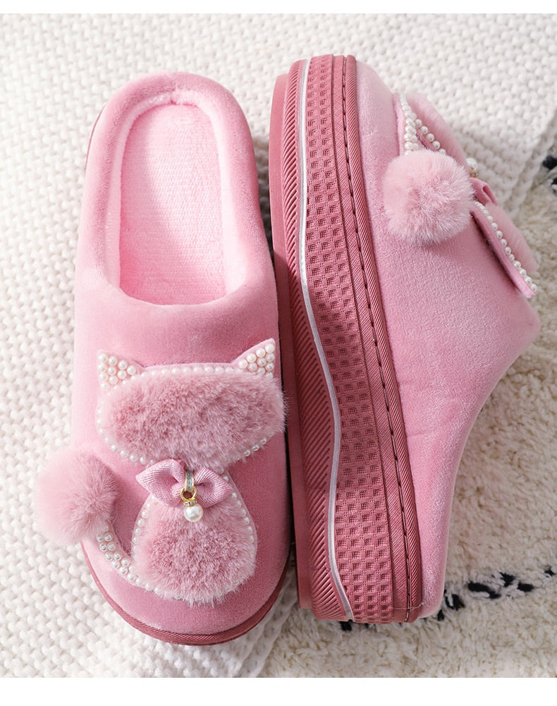 Pantuflas de perlas de gato