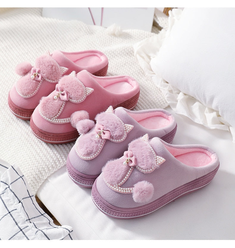 Pantuflas de perlas de gato