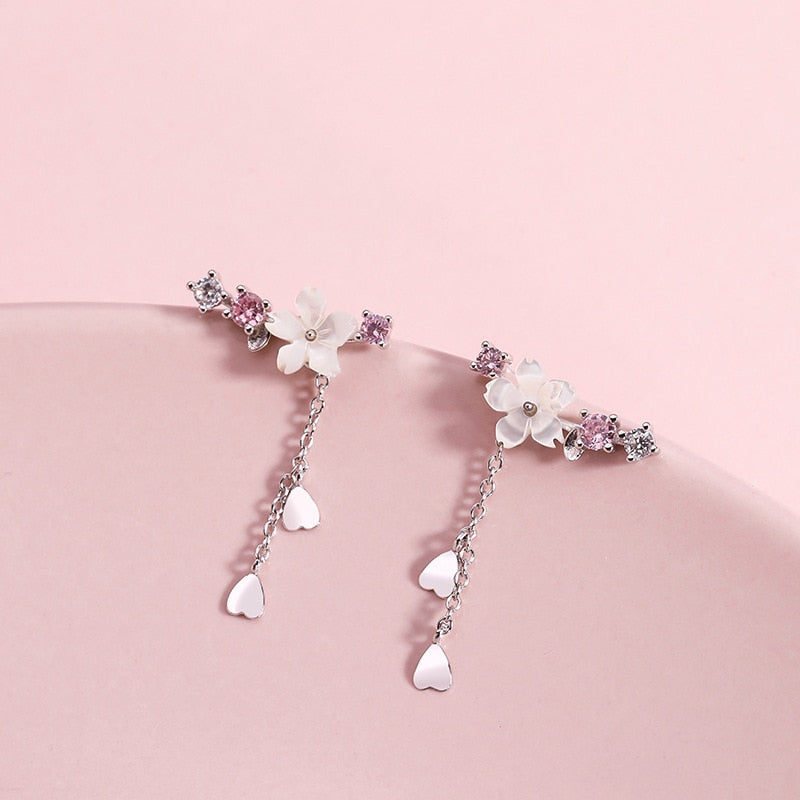 Pendientes con colgante de flor de cerezo