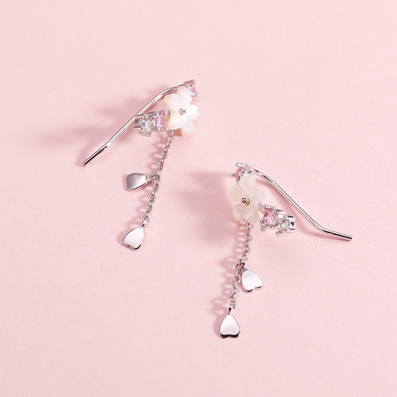 Pendientes con colgante de flor de cerezo