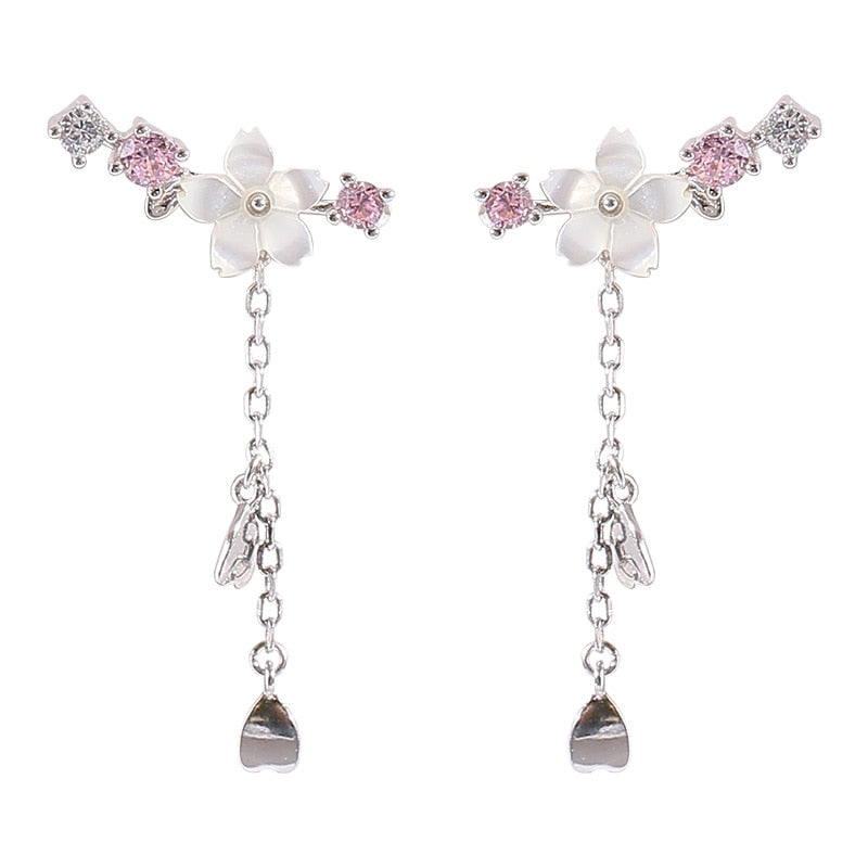Pendientes con colgante de flor de cerezo
