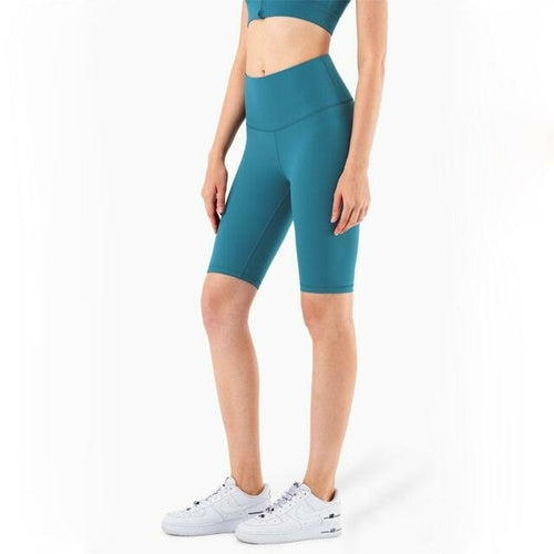 Pantalones cortos ciclistas de mujer de talle alto para gimnasio, fitness y entrenamiento, con efecto segunda piel