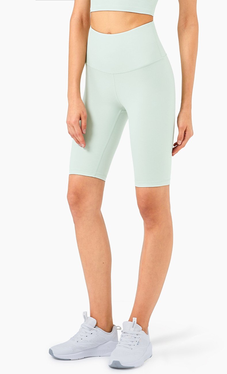 Pantalones cortos ciclistas de mujer de talle alto para gimnasio, fitness y entrenamiento, con efecto segunda piel