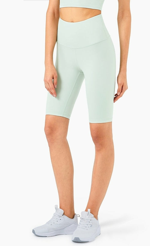 Pantalones cortos ciclistas de mujer de talle alto para gimnasio, fitness y entrenamiento, con efecto segunda piel