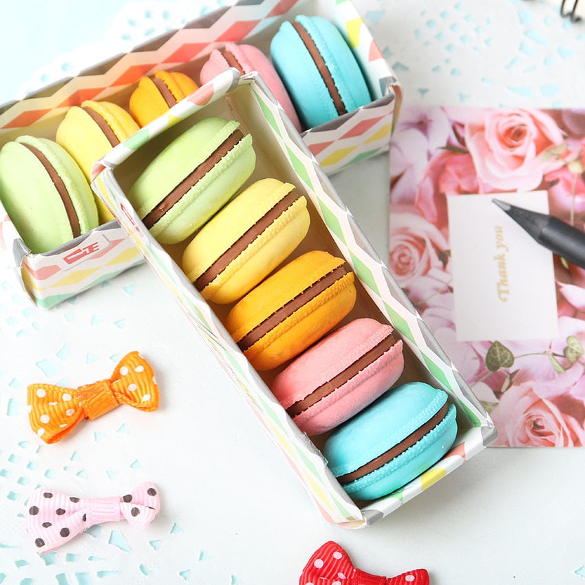 Set de gomas de borrar con forma de macarrón