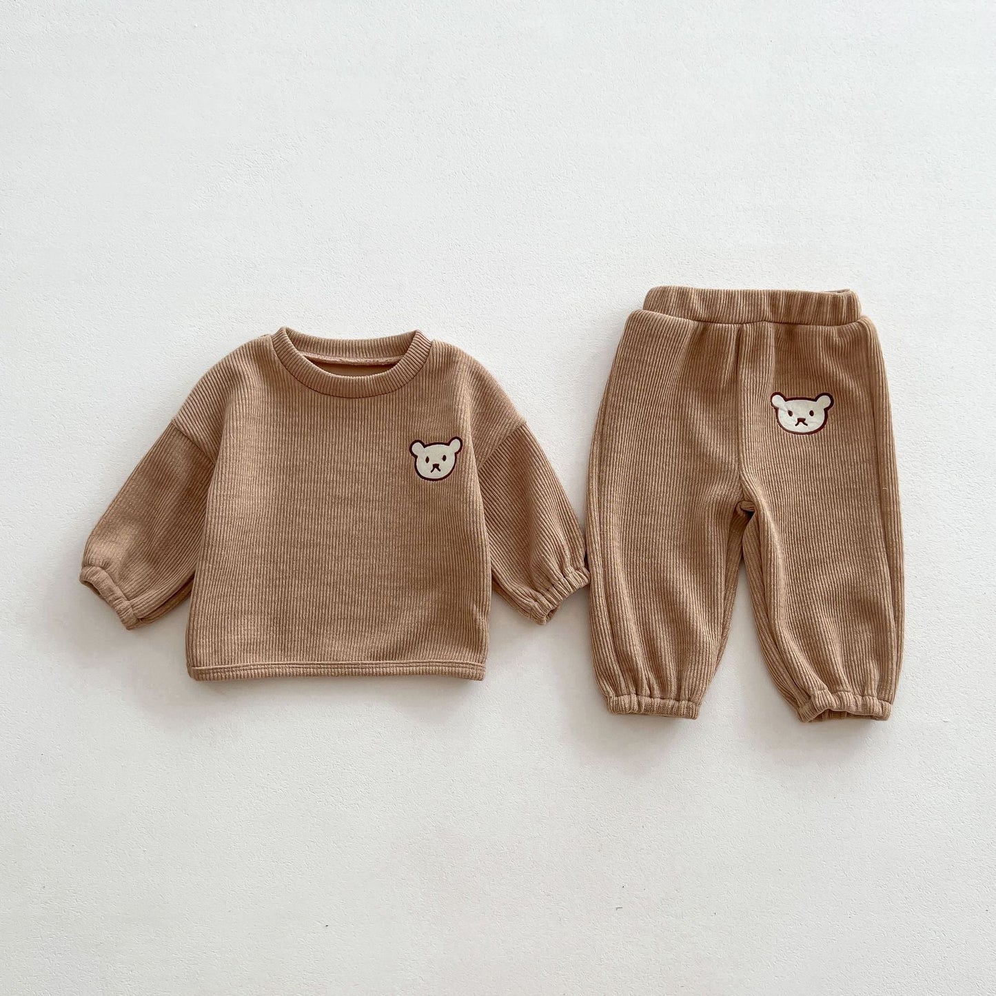 Conjunto de pantalón y camiseta de manga larga con cabeza de oso para bebé
