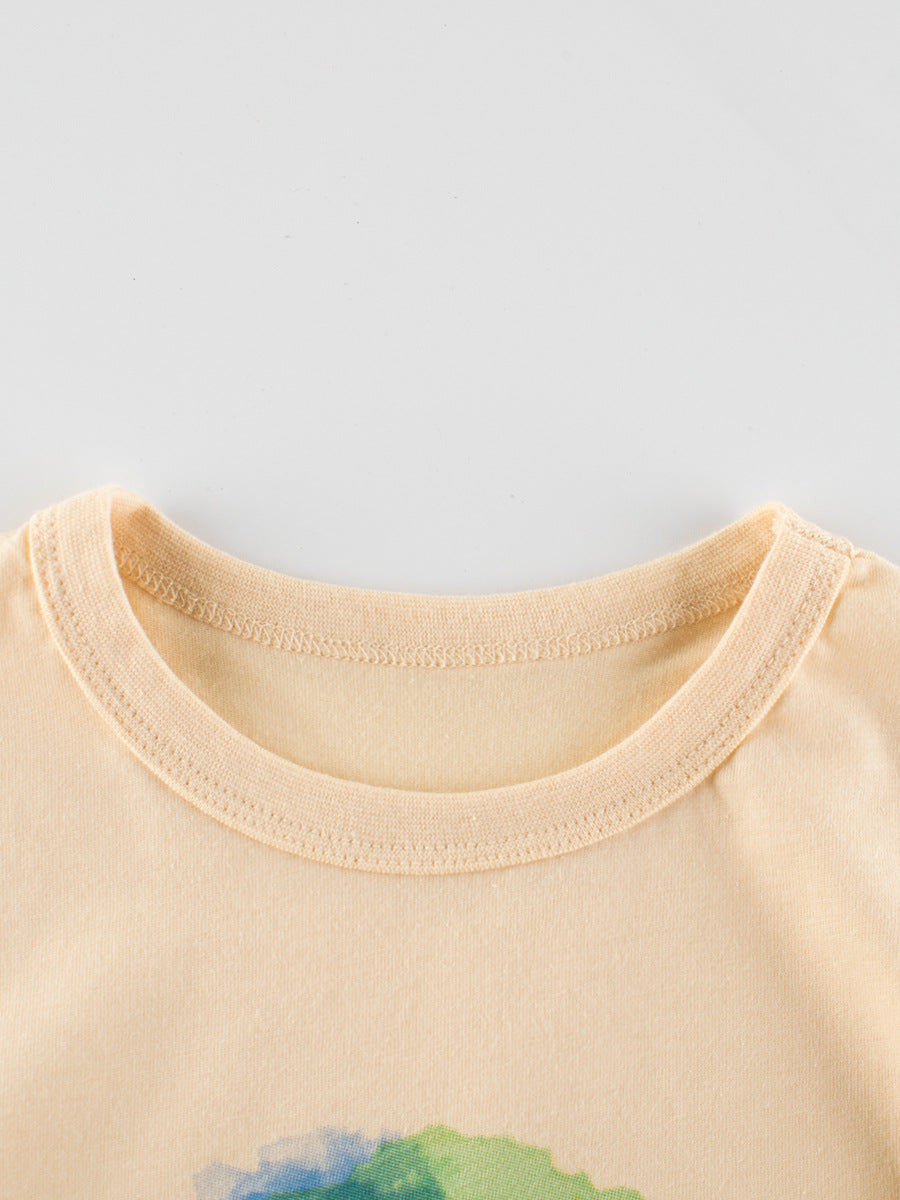 Camiseta de manga corta para niños con diseño de león colorido, estilo europeo y americano