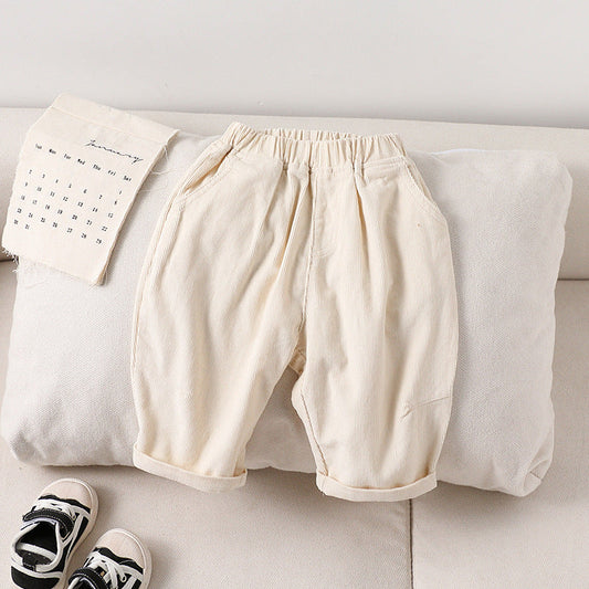 Pantalones largos de pana cómodos y suaves para niños unisex, color liso, llegada de otoño