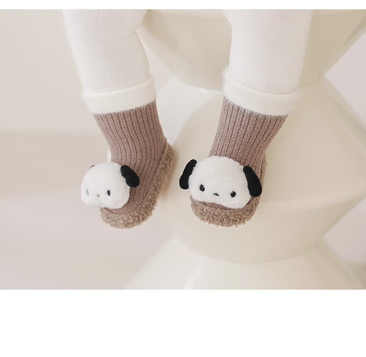 Calcetines gruesos de invierno hasta media pantorrilla para niños pequeños, antideslizantes, con dibujos animados, para bebé