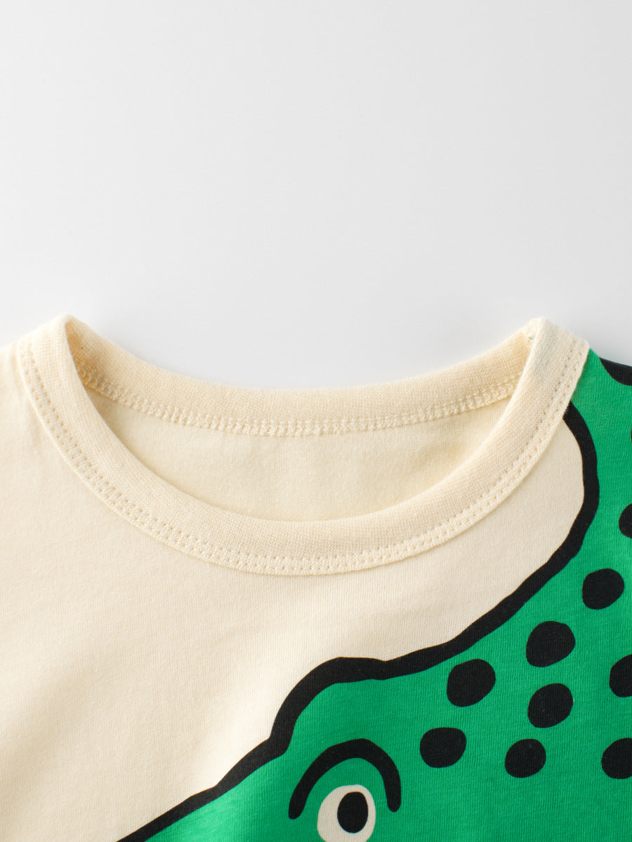 Camiseta de cocodrilo de dibujos animados para niños estilo europeo y americano