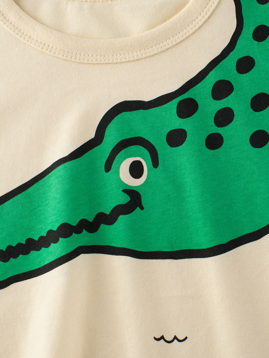 Camiseta de cocodrilo de dibujos animados para niños estilo europeo y americano