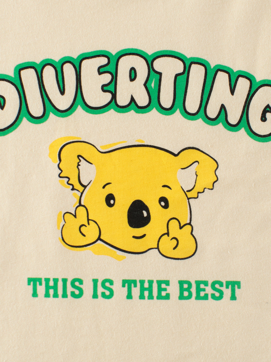 Camiseta de niño con estampado de koala de dibujos animados y retazos de color, estilo europeo y americano