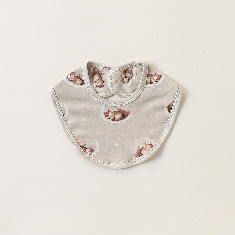 Babero de algodón con broches y dibujos animados adorables
