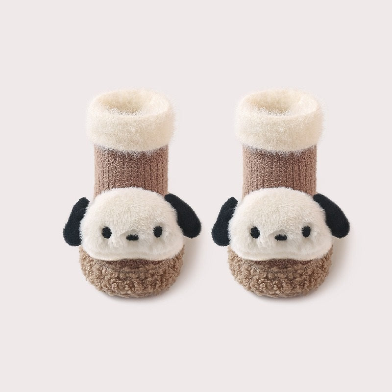 Calcetines gruesos de invierno hasta media pantorrilla para niños pequeños, antideslizantes, con dibujos animados, para bebé