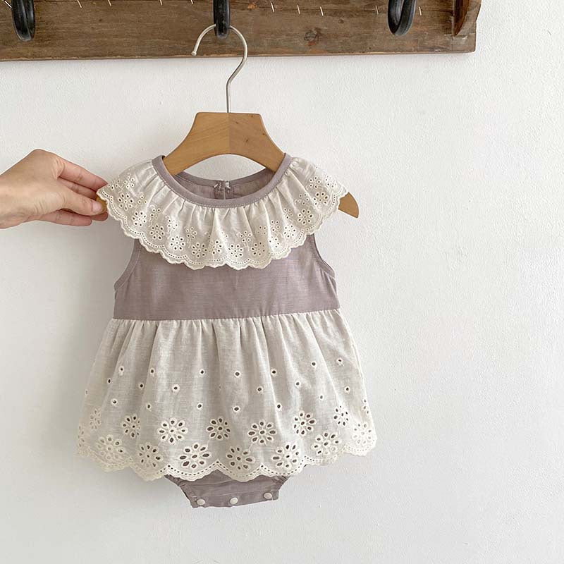 Peleles sin mangas para bebés, con diseño de flores caladas y retazos, para verano
