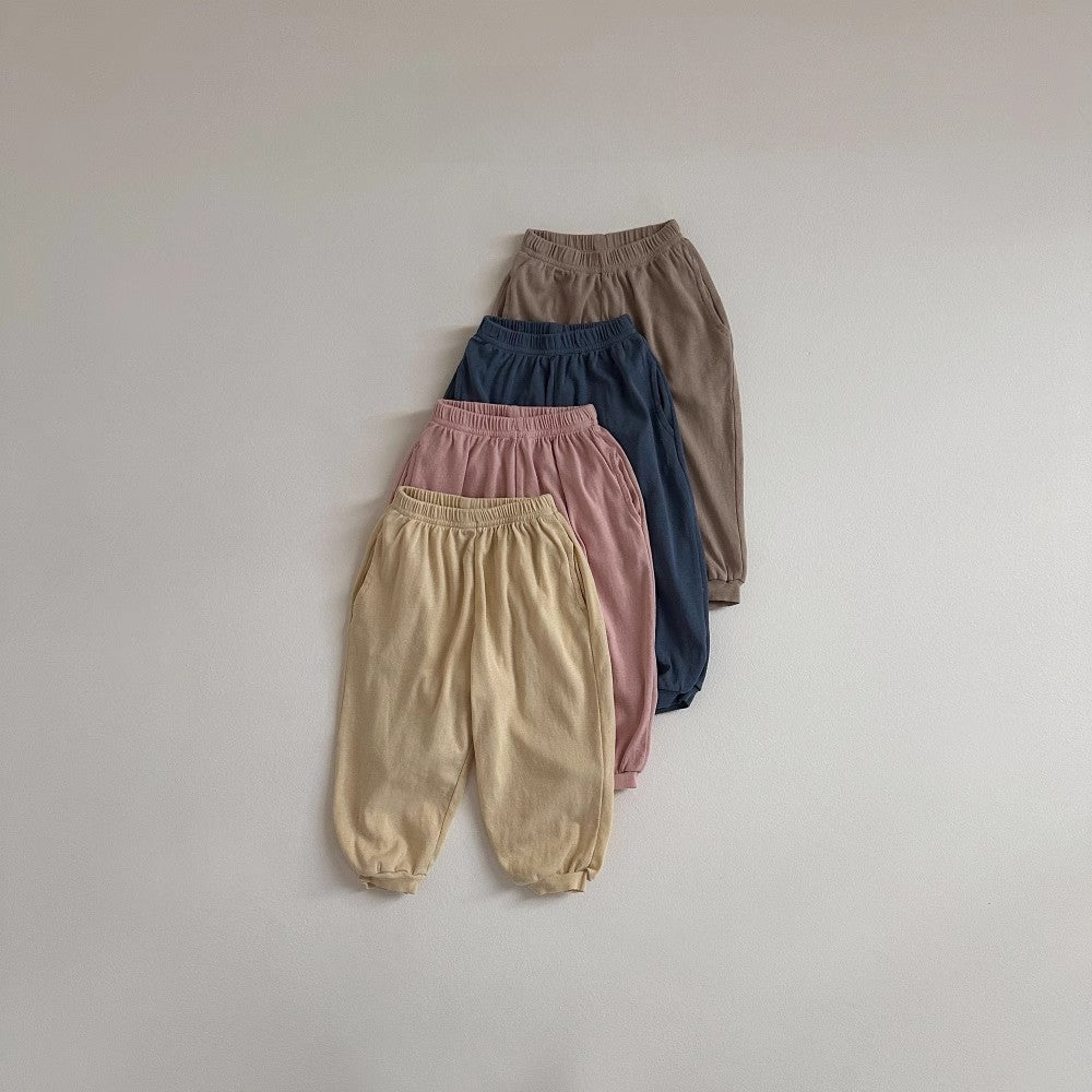 Pantalones finos transpirables de color liso unisex para niños, pantalones casuales para niños
