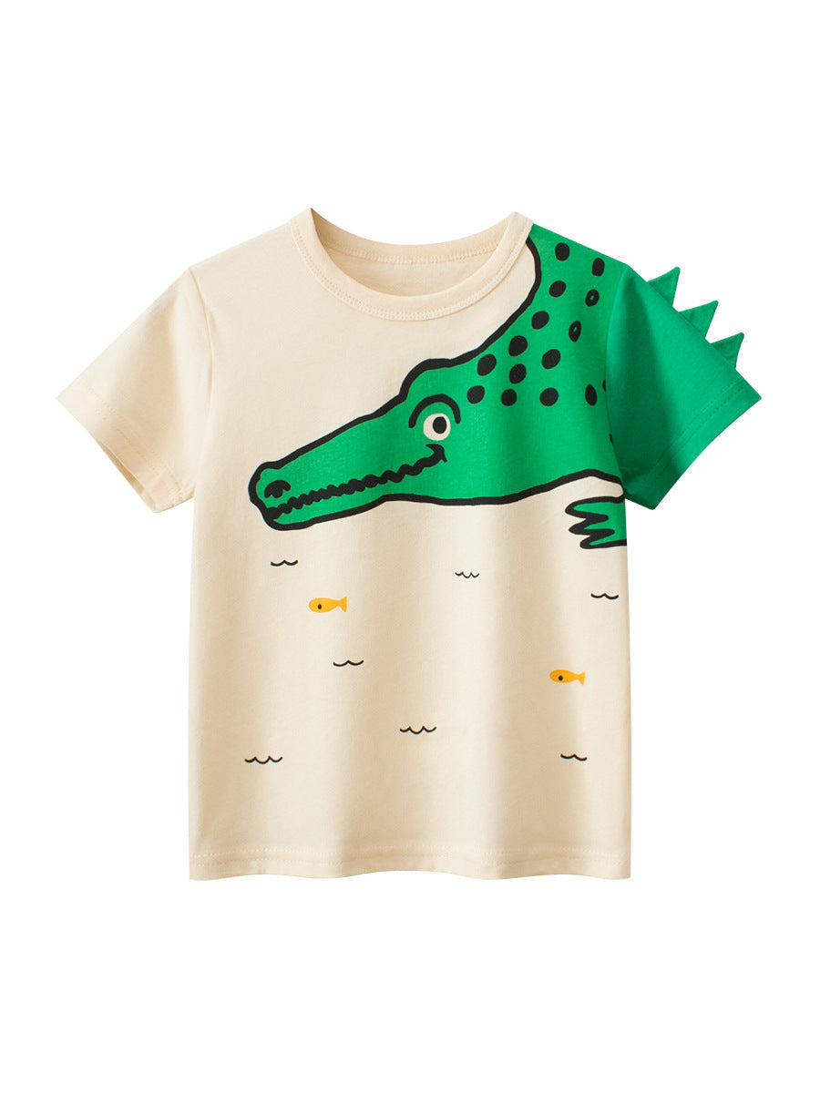 Camiseta de cocodrilo de dibujos animados para niños estilo europeo y americano