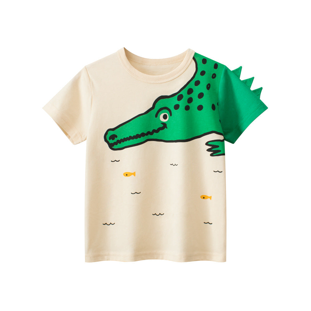 Camiseta de cocodrilo de dibujos animados para niños estilo europeo y americano