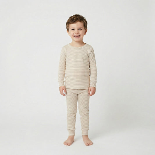 Oatmeal Stripe Bamboo Kids Pajama Set