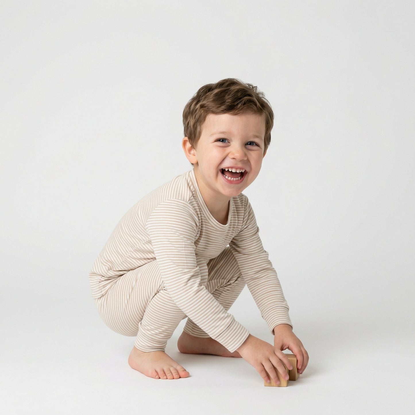 Oatmeal Stripe Bamboo Kids Pajama Set