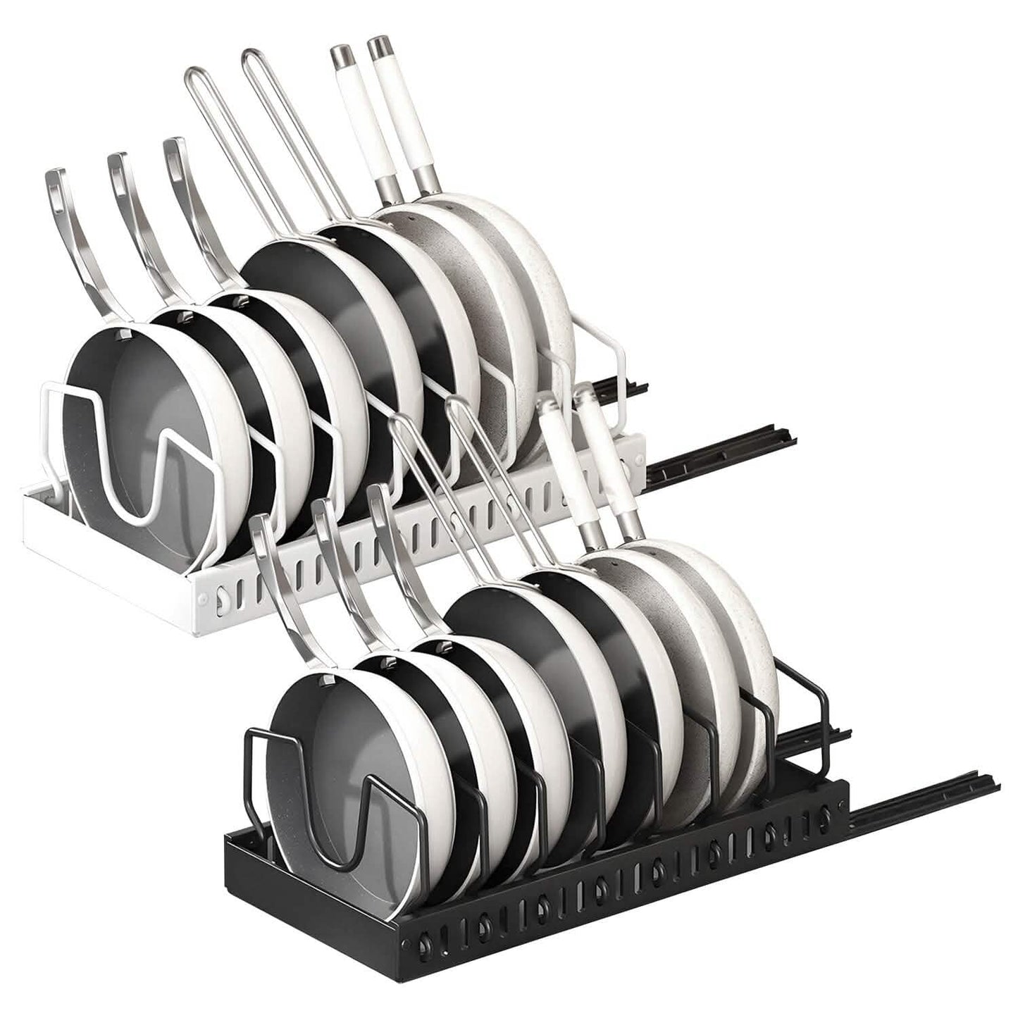Pull Out Pots and Pans Organizer with 8 Adjustable Dividers