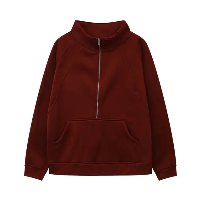 Autumn/Winter Women's Plush Half Zipper Sweatshirt