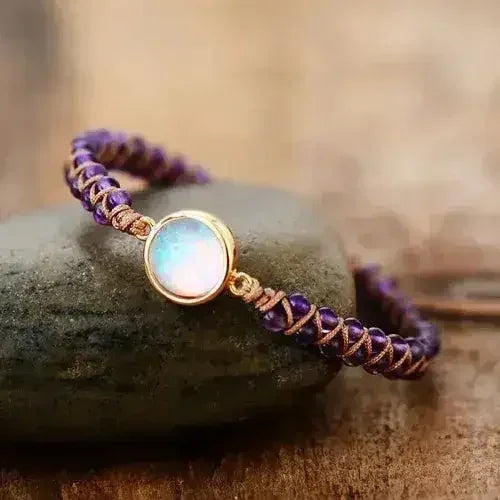 Radiant Amethyst Opal Charm Bracelet