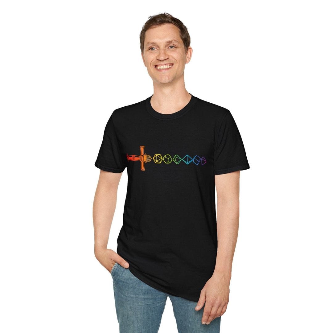 Camiseta Espada de Dados Arcoíris