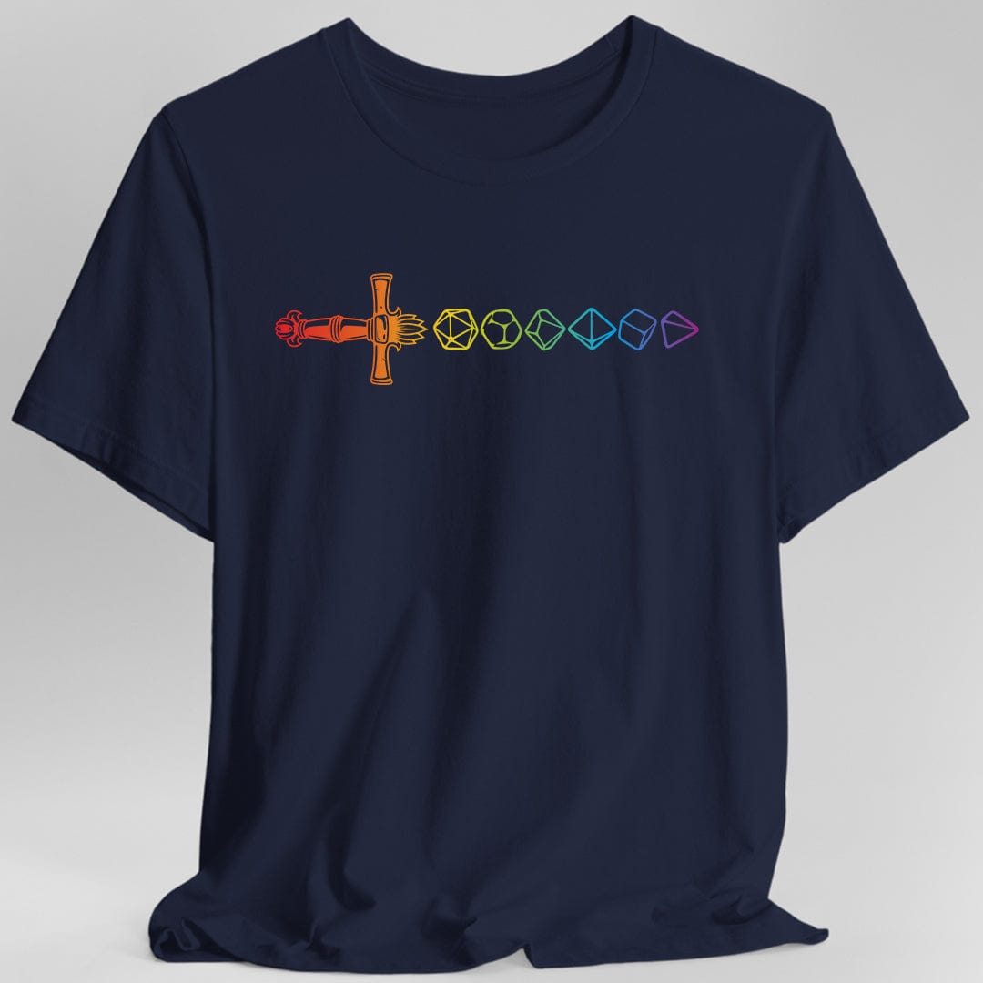 Camiseta Espada de Dados Arcoíris
